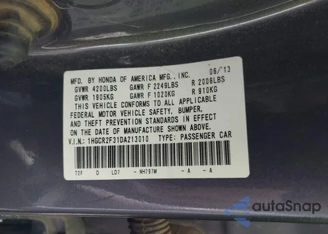 2013 Honda Accord Lx from USA, damaged, VIN 1HGCR2F31DA213010